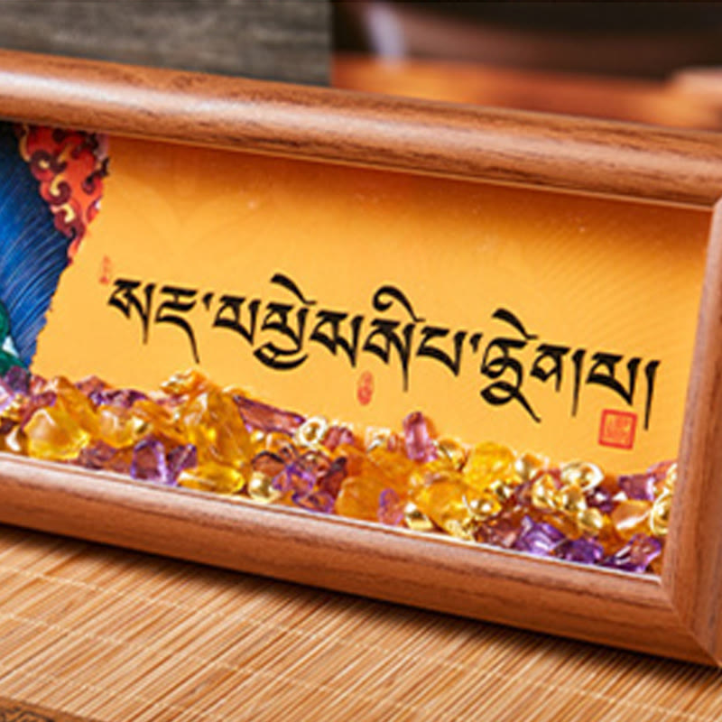 Buddha Stones Om Mani Padme Hum Buda lingote dorado Thangka marco de fotos ornamento decoración del hogar - image 2