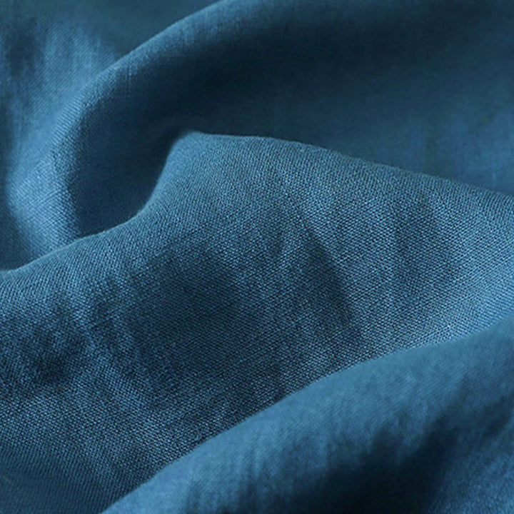 Camisa de algodón para mujer con cuello alto, manga tres cuartos y largo medio, color liso, con botones de rana y estampado de Buddha Stones Fall - image 16