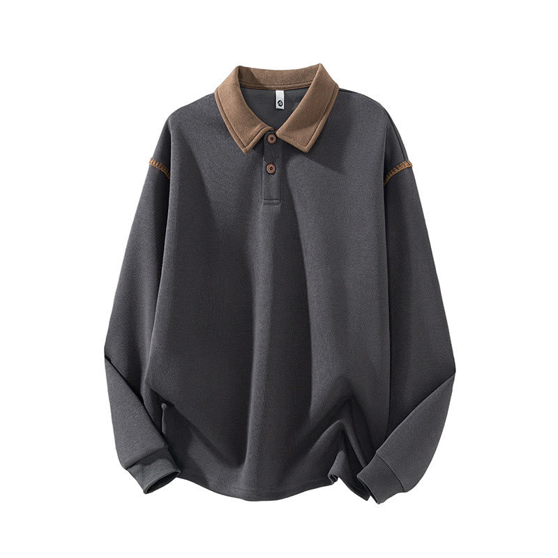 Sudadera de algodón con cuello polo y botones para hombre con estampado de Buddha Stones Fall - Gris oscuro - US/UK/AU44, EU54 (4XL) - image 3