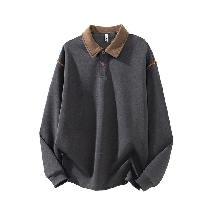 Sudadera de algodón con cuello polo y botones para hombre con estampado de Buddha Stones Fall - Gris oscuro - US/UK/AU44, EU54 (4XL) - image 3