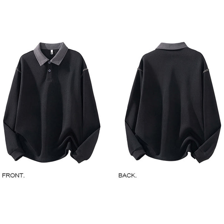 Sudadera de algodón con cuello polo y botones para hombre con estampado de Buddha Stones Fall - image 6