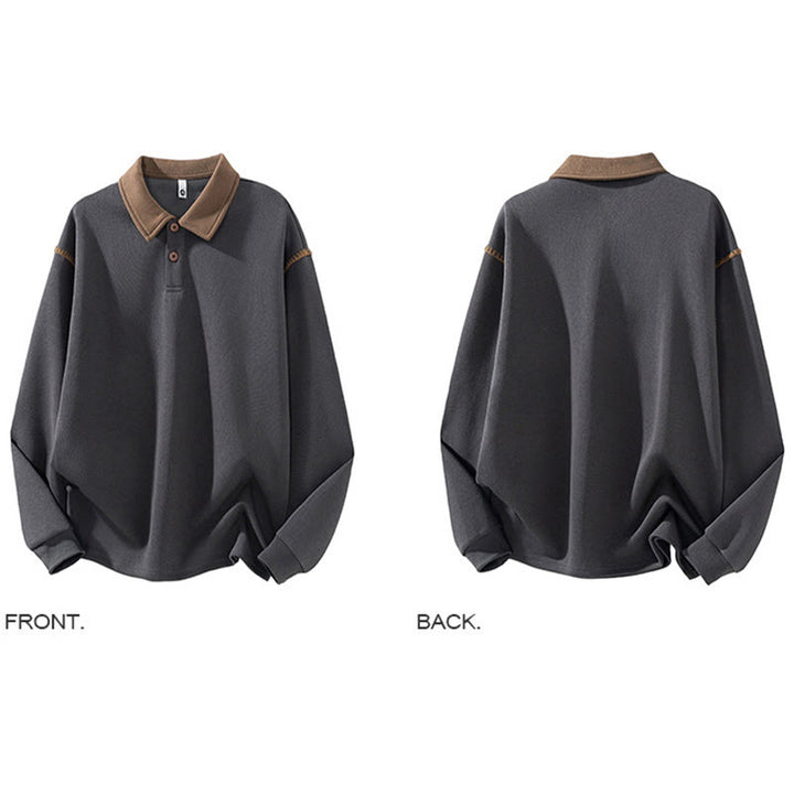 Sudadera de algodón con cuello polo y botones para hombre con estampado de Buddha Stones Fall - image 4