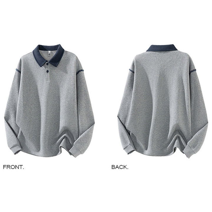 Sudadera de algodón con cuello polo y botones para hombre con estampado de Buddha Stones Fall - image 2