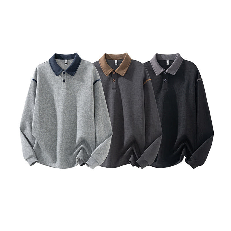 Sudadera de algodón con cuello polo y botones para hombre con estampado de Buddha Stones Fall - image 0