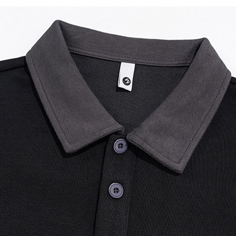 Sudadera de algodón con cuello polo y botones para hombre con estampado de Buddha Stones Fall - image 7