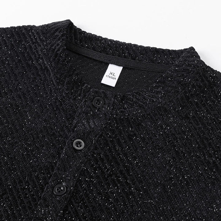 Sudadera con cuello redondo y botones a rayas para hombre con estampado de Buddha Stones Fall - image 5