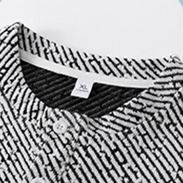 Sudadera con cuello redondo y botones a rayas para hombre con estampado de Buddha Stones Fall - image 12