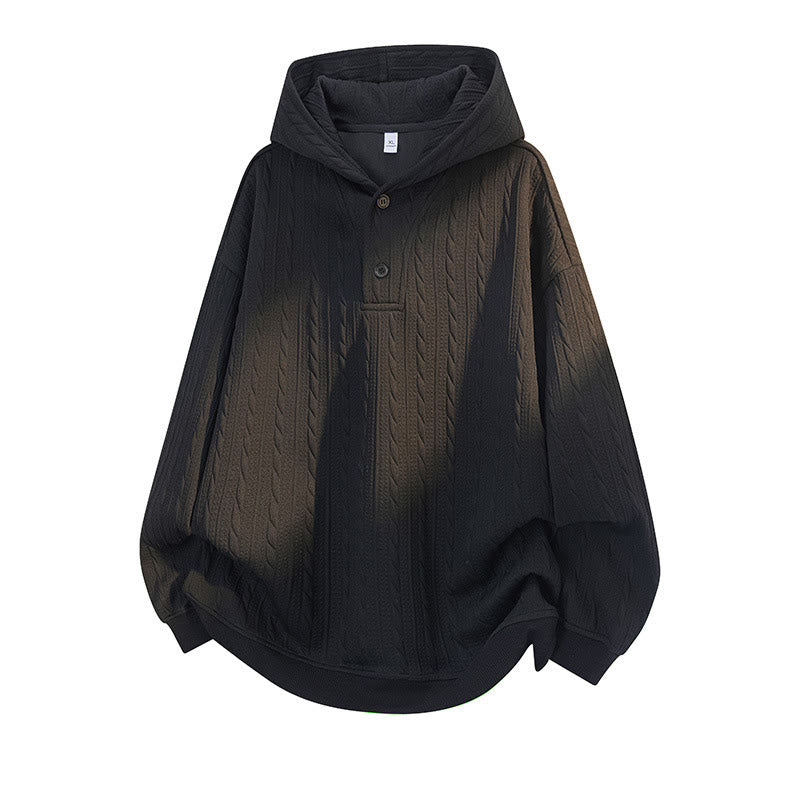 Sudadera con capucha de manga larga para hombre con diseño retorcido y botones de Buddha Stones para otoño e invierno - Negro - US/UK/AU42, EU52 (3XL) - image 7