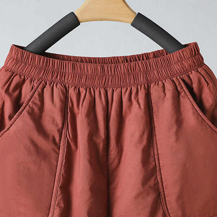 Pantalones harén de algodón térmicos con cintura elástica de invierno para mujer, de Buddha Stones, con bolsillos, de largo 7-8 - image 10