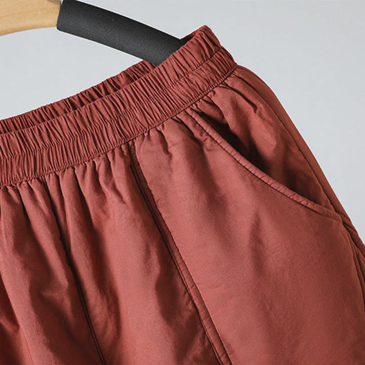 Pantalones harén de algodón térmicos con cintura elástica de invierno para mujer, de Buddha Stones, con bolsillos, de largo 7-8 - image 13