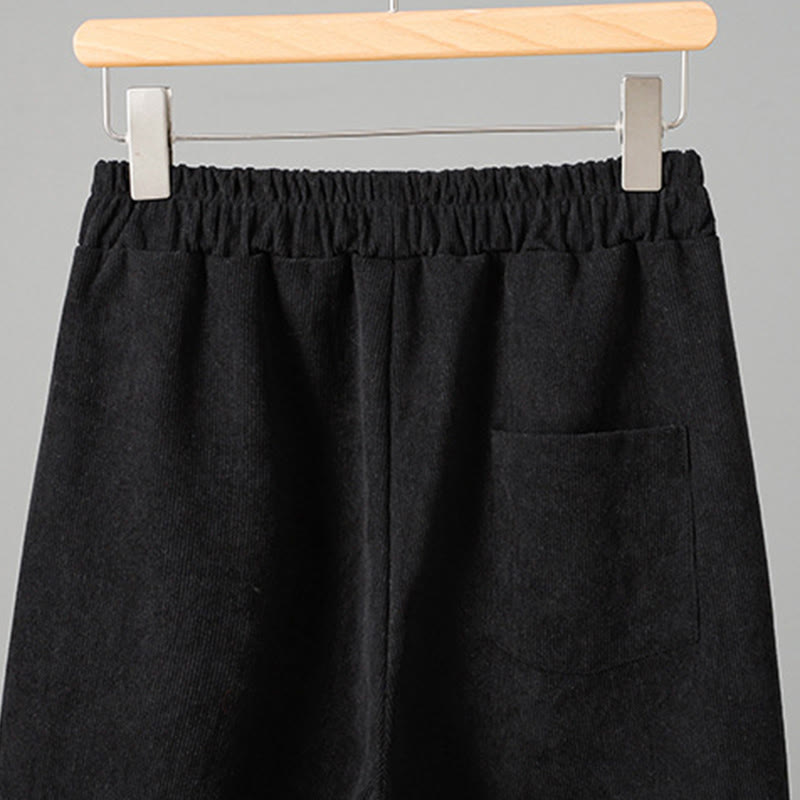 Pantalones de pana anchos hasta el tobillo para mujer con cintura elástica y diseño de patchwork a Buddha Stones - image 12