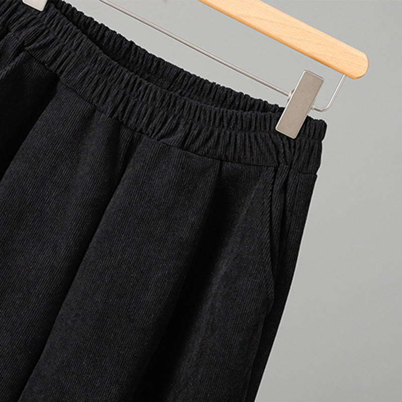 Pantalones de pana anchos hasta el tobillo para mujer con cintura elástica y diseño de patchwork a Buddha Stones - image 13