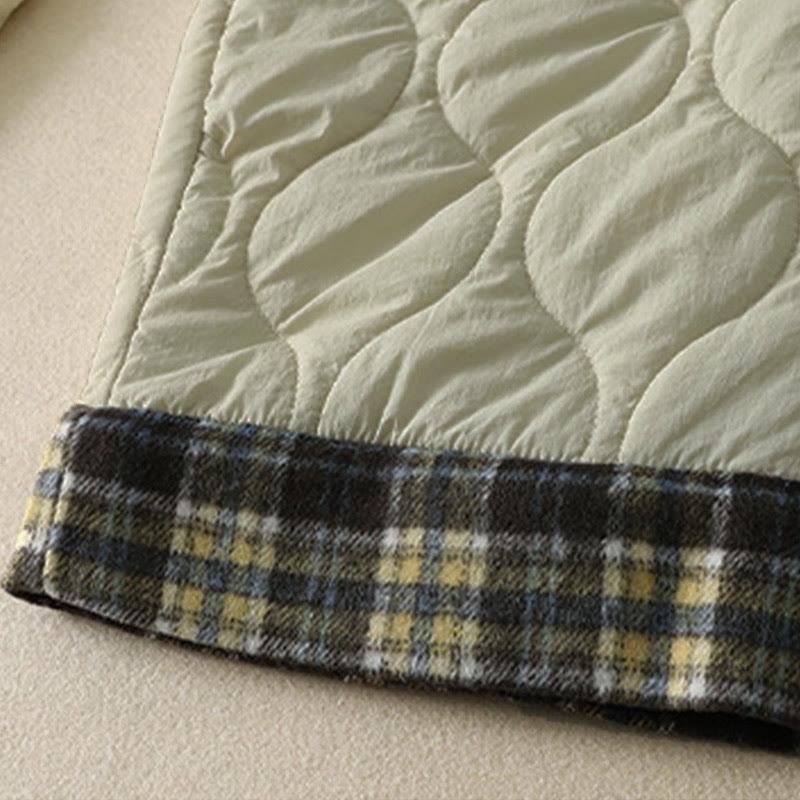 Pantalones térmicos de algodón a cuadros con diseño de líneas curvas de Buddha Stones para mujer, cintura elástica, cordón ajustable y bolsillos. - image 12