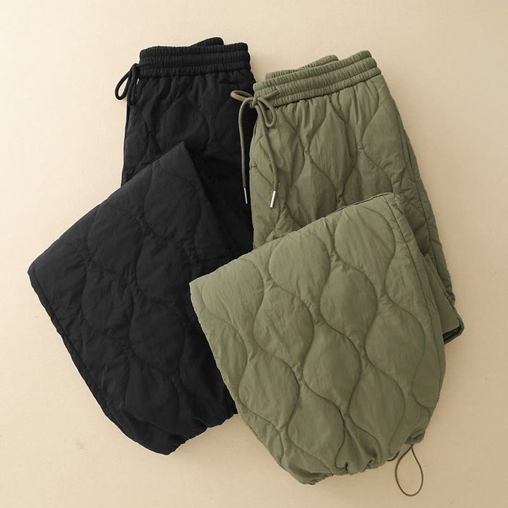 Pantalones térmicos de algodón con cordón y cintura elástica para mujer, con líneas curvas de Buddha Stones, de invierno, con bolsillos - image 17