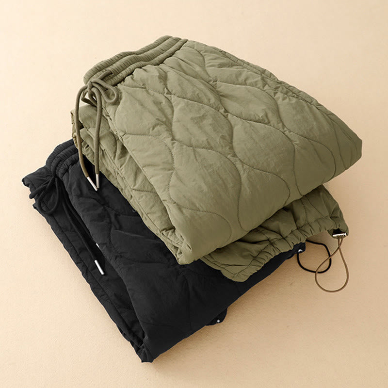 Pantalones térmicos de algodón con cordón y cintura elástica para mujer, con líneas curvas de Buddha Stones, de invierno, con bolsillos - image 16