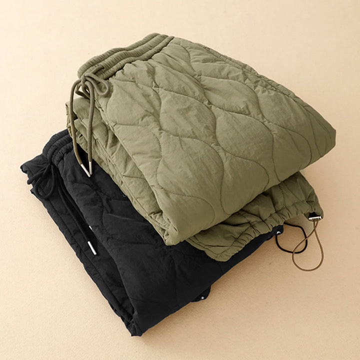 Pantalones térmicos de algodón con cordón y cintura elástica para mujer, con líneas curvas de Buddha Stones, de invierno, con bolsillos - image 16