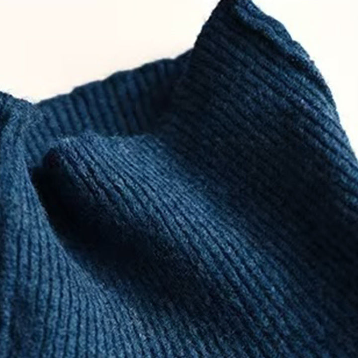 Suéter de algodón de punto para mujer, de manga larga, cuello alto, color liso, de Buddha Stones, para invierno - image 5