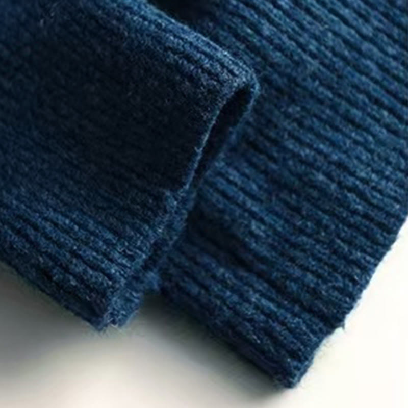 Suéter de algodón de punto para mujer, de manga larga, cuello alto, color liso, de Buddha Stones, para invierno - image 6