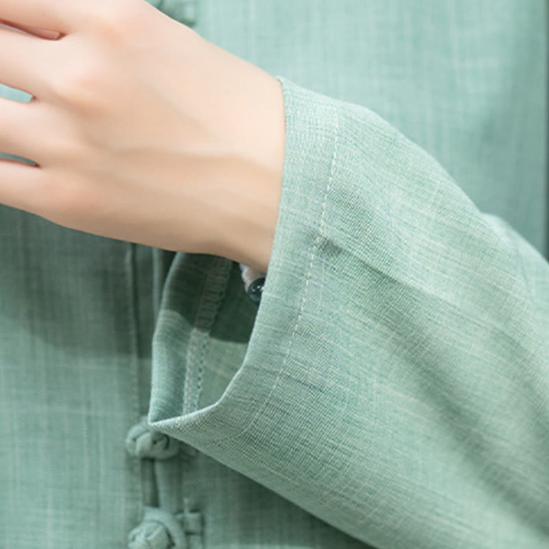 Conjunto de 2 piezas de camisa y pantalones de manga larga con botones de rana china, Buddha Stones , ropa de algodón para meditación, zen y tai chi para mujer - image 19