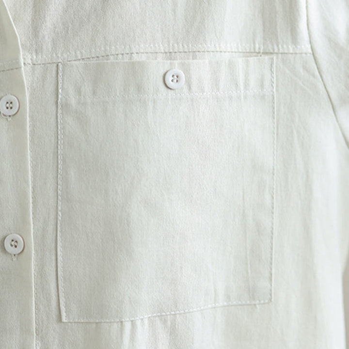 Conjunto de 2 piezas de Buddha Stones para mujer, camisa de manga larga con botones y pantalones anchos hasta los tobillos, de algodón, color liso, con bolsillos - image 7