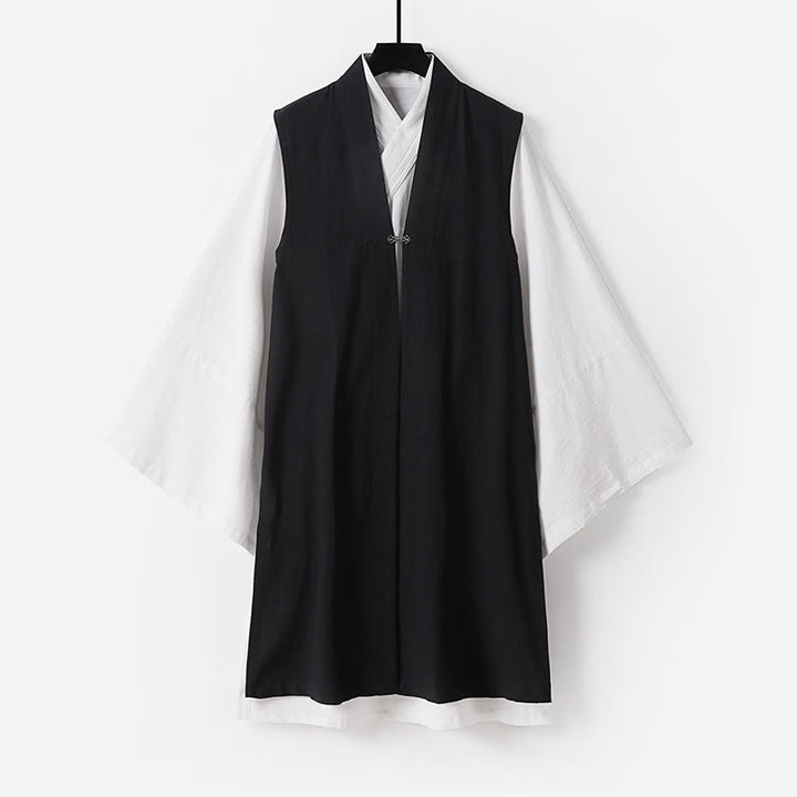 Traje de kimono sin mangas con diseño de Buddha Stones, 2 piezas, para ceremonia de Tai Chi Wudang, color sólido, de manga larga, para hombre - Negro - US/UK/AU54, EU64 (9XL) - image 18