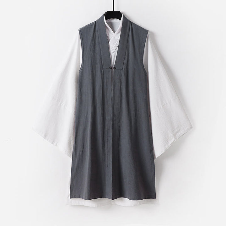 Traje de kimono sin mangas con diseño de Buddha Stones, 2 piezas, para ceremonia de Tai Chi Wudang, color sólido, de manga larga, para hombre - Gris - US/UK/AU54, EU64 (9XL) - image 10