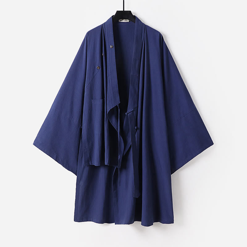 Túnica larga taoísta para hombre con mangas tres cuartos y ceremonia tradicional de Tai Chi de Wudang con Buddha Stones - Azul acero - US/UK/AU54, EU64 (9XL) - image 0