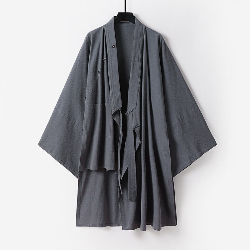 Túnica larga taoísta para hombre con mangas tres cuartos y ceremonia tradicional de Tai Chi de Wudang con Buddha Stones - Negro - US/UK/AU54, EU64 (9XL) - image 5