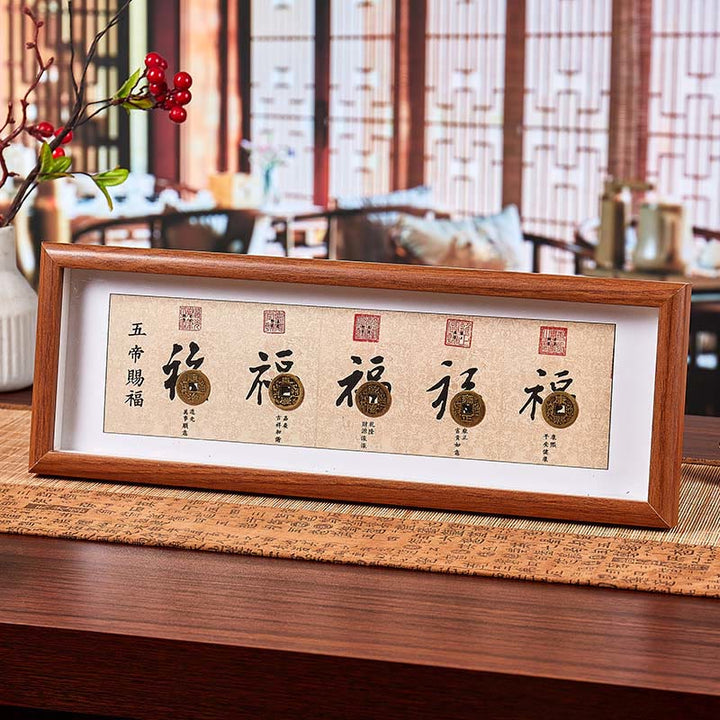 Marco de fotos con Buddha Stones , personaje Fu, monedas de los Cinco Emperadores, adorno para decoración del hogar - Estilo6 - Tablero de fibra de densidad media (13 x 40 x 4 cm) - image 10