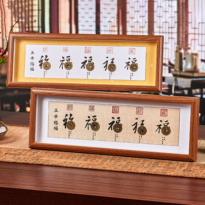 Marco de fotos con Buddha Stones , personaje Fu, monedas de los Cinco Emperadores, adorno para decoración del hogar - image 15