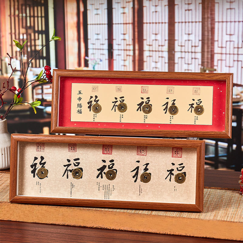 Marco de fotos con Buddha Stones , personaje Fu, monedas de los Cinco Emperadores, adorno para decoración del hogar - image 14