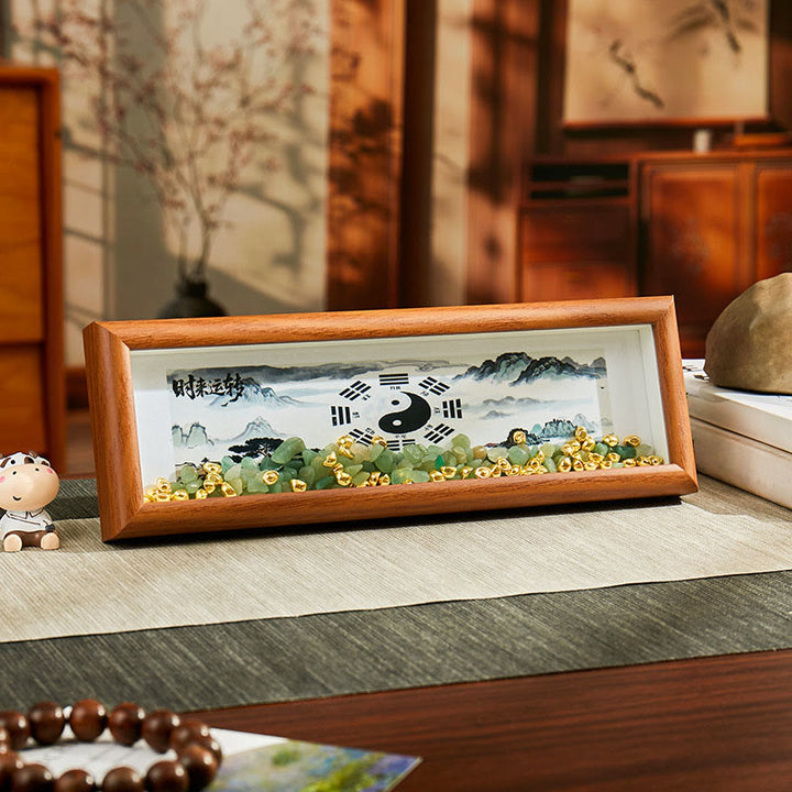 Buddha Stones, cristal verde, Bagua, pez koi, símbolo Yin Yang, lingote dorado, marco de fotos, adorno para decoración del hogar - Estilo6 - Tablero de fibra de densidad media (9 x 30 x 4 cm) - image 7