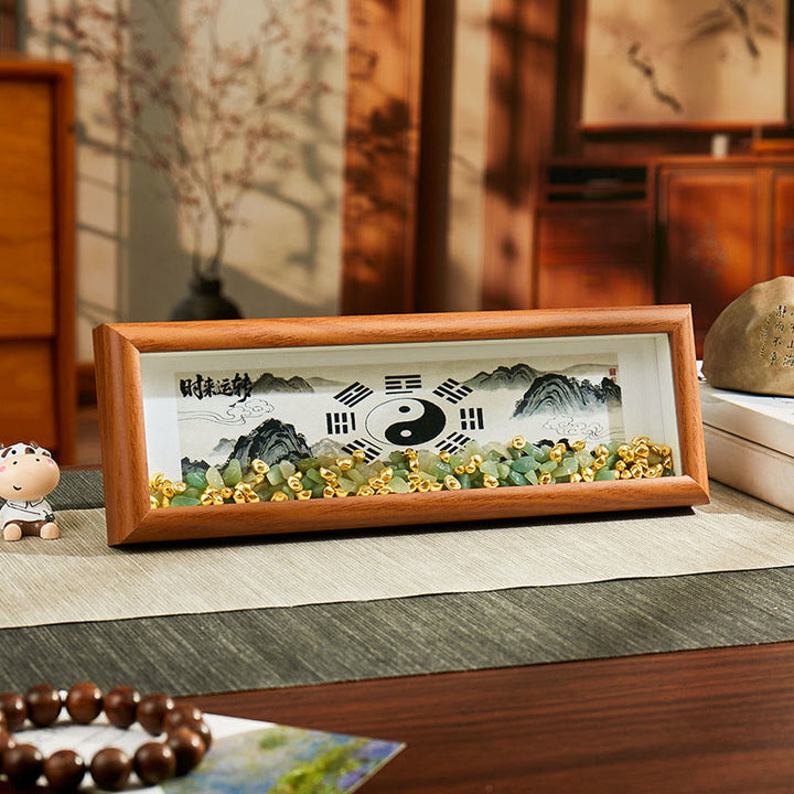 Buddha Stones, cristal verde, Bagua, pez koi, símbolo Yin Yang, lingote dorado, marco de fotos, adorno para decoración del hogar - Estilo8 - Tablero de fibra de densidad media (9 x 30 x 4 cm) - image 10