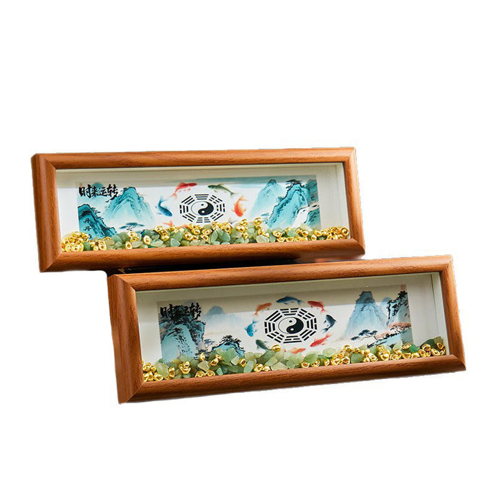 Buddha Stones, cristal verde, Bagua, pez koi, símbolo Yin Yang, lingote dorado, marco de fotos, adorno para decoración del hogar - image 18