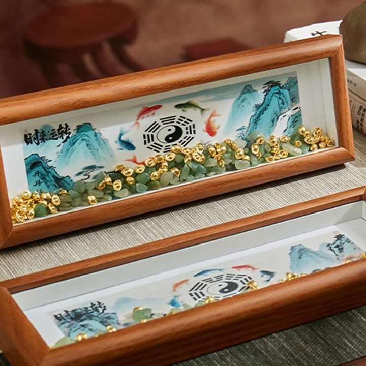 Buddha Stones, cristal verde, Bagua, pez koi, símbolo Yin Yang, lingote dorado, marco de fotos, adorno para decoración del hogar - image 16