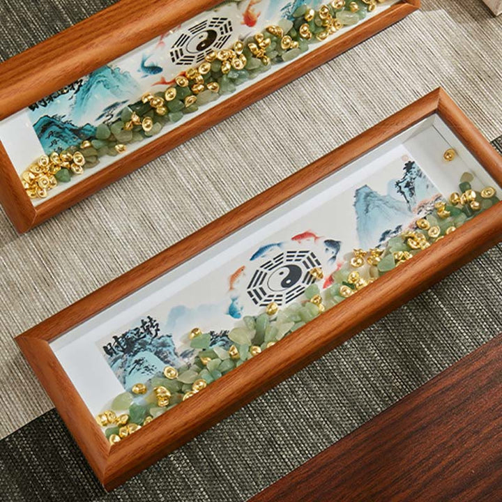 Buddha Stones, cristal verde, Bagua, pez koi, símbolo Yin Yang, lingote dorado, marco de fotos, adorno para decoración del hogar - image 17