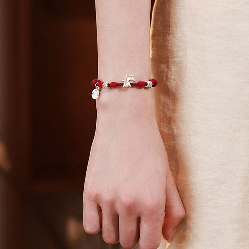 Pulsera de hilo con Buddha Stones en plata de ley 999 y el Año del Caballo de la Libertad - image 11