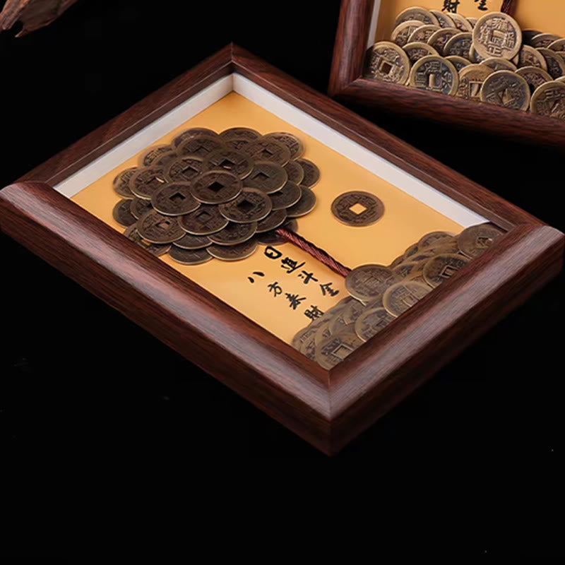 Marco de fotos con Buddha Stones y monedas de los Cinco Emperadores para atraer la fortuna y la protección, adorno para decoración del hogar. - image 4