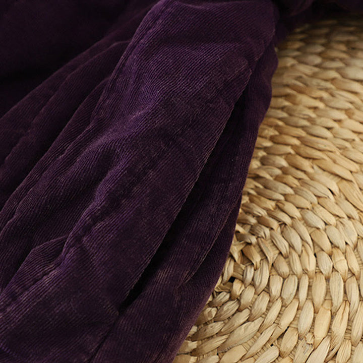 Chaqueta de pana de poliéster de manga larga con botones de rana de invierno para mujer de Buddha Stones  - image 12