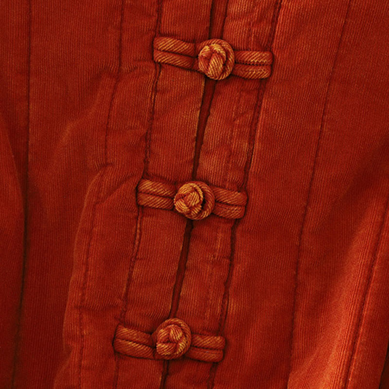 Chaqueta de pana de poliéster de manga larga con botones de rana de invierno para mujer de Buddha Stones  - image 5