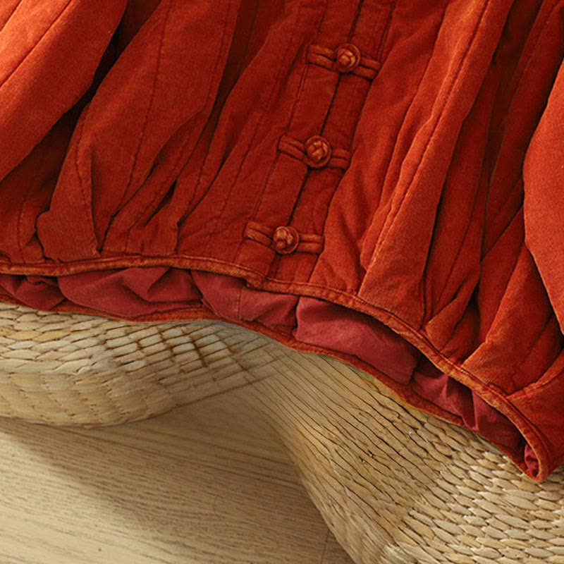 Chaqueta de pana de poliéster de manga larga con botones de rana de invierno para mujer de Buddha Stones  - image 7