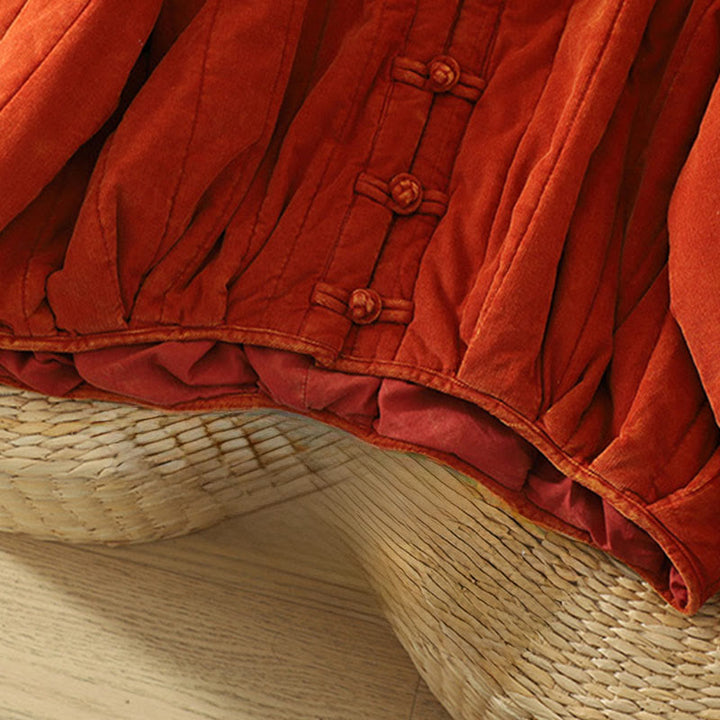 Chaqueta de pana de poliéster de manga larga con botones de rana de invierno para mujer de Buddha Stones  - image 7