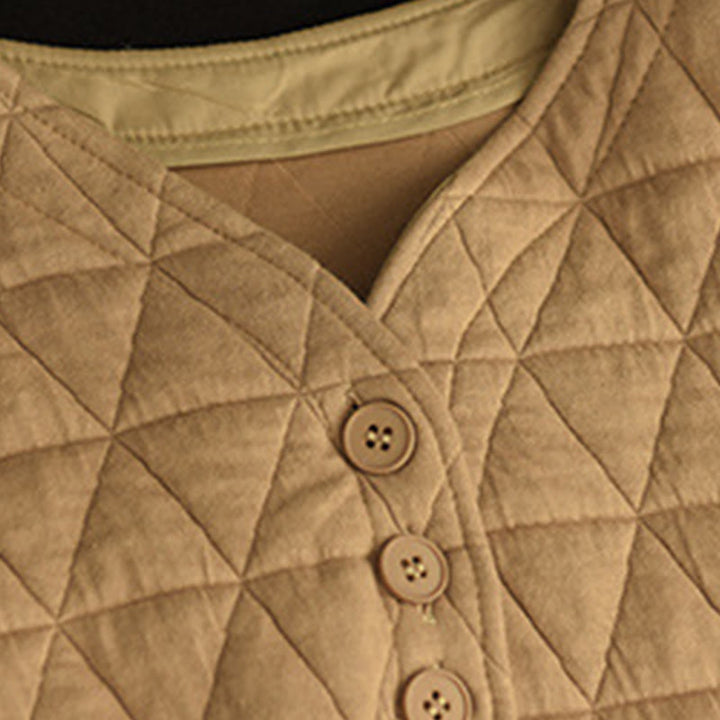 Chaqueta térmica de algodón de manga larga con estampado de rombos para mujer, con bolsillos, de Buddha Stones - image 16