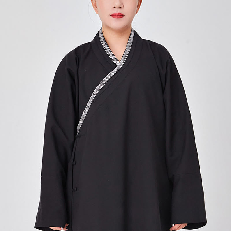 Bata taoísta unisex de lino de manga larga con botones de rana, kimono y pantalones, traje de ceremonia de Qigong, 2 piezas, con Buddha Stones , Wudang Fall - Negro - 3XL- APTO PARA US./ UK/AU/ EU- XL - image 11