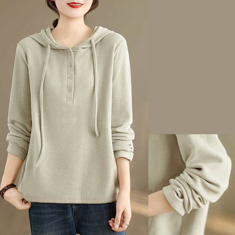 Sudadera con capucha de algodón de manga larga para mujer, color liso, con estampado de Buddha Stones, para invierno - image 9