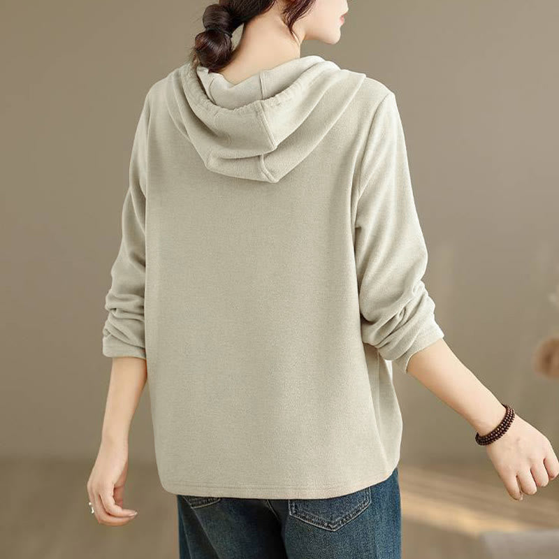 Sudadera con capucha de algodón de manga larga para mujer, color liso, con estampado de Buddha Stones, para invierno - image 12