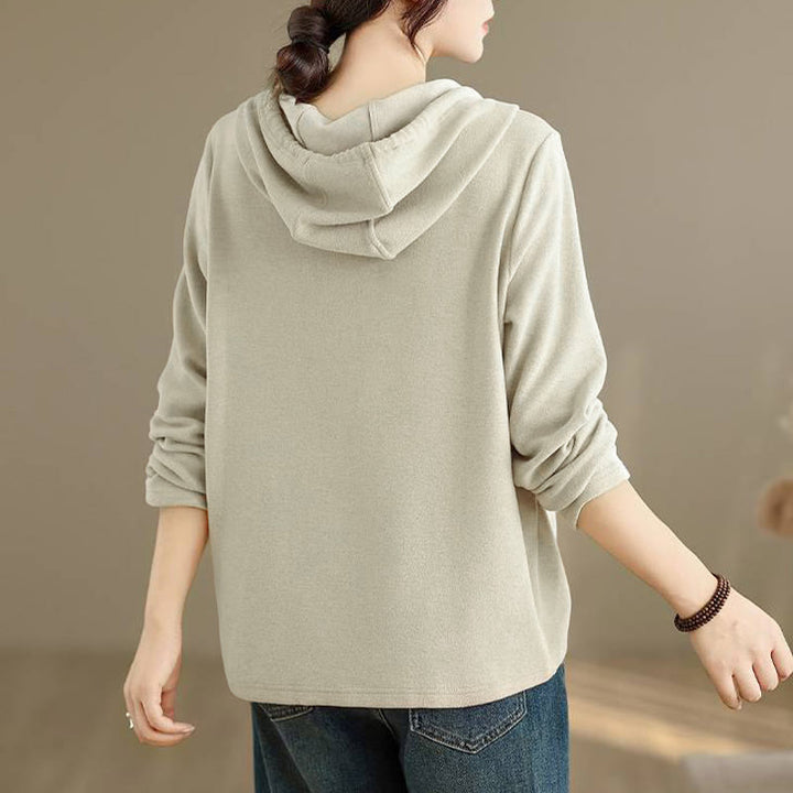 Sudadera con capucha de algodón de manga larga para mujer, color liso, con estampado de Buddha Stones, para invierno - image 12