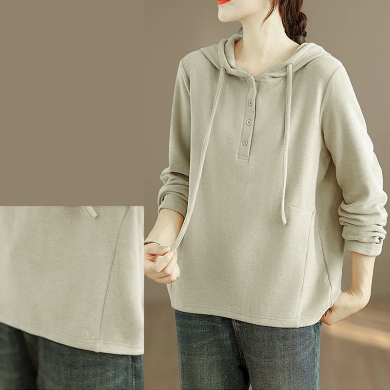 Sudadera con capucha de algodón de manga larga para mujer, color liso, con estampado de Buddha Stones, para invierno - image 10
