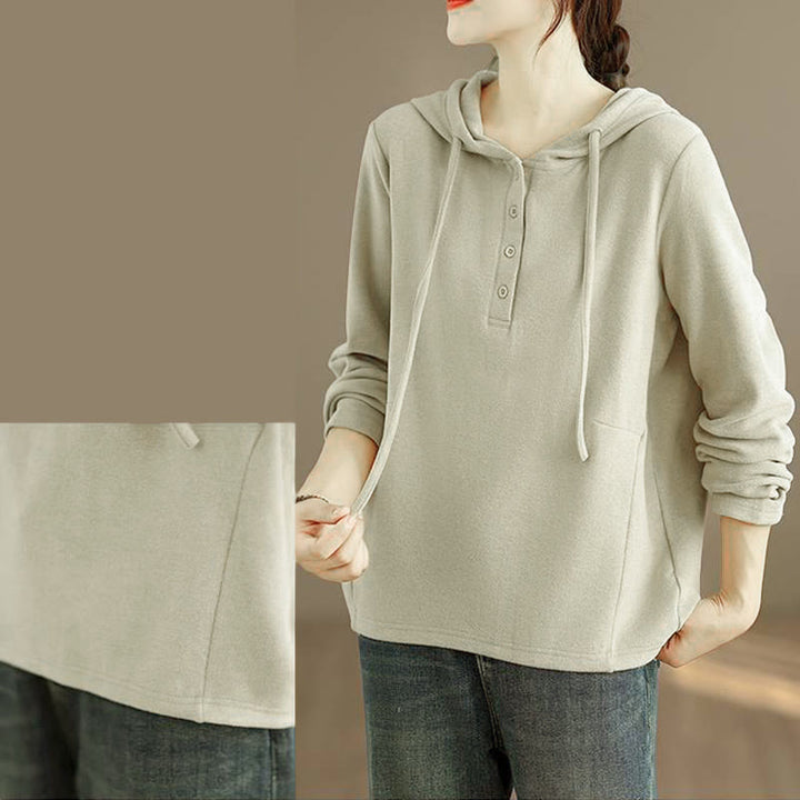 Sudadera con capucha de algodón de manga larga para mujer, color liso, con estampado de Buddha Stones, para invierno - image 10
