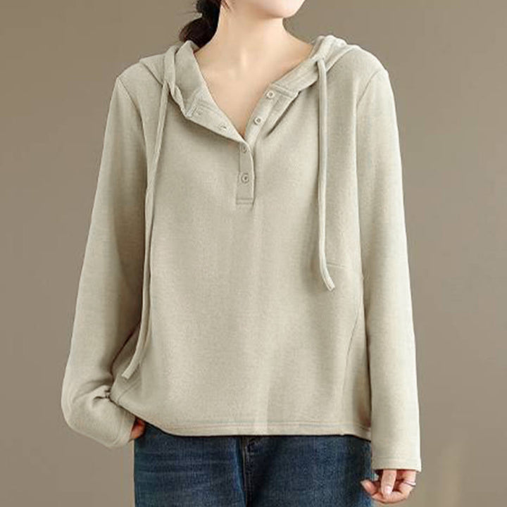 Sudadera con capucha de algodón de manga larga para mujer, color liso, con estampado de Buddha Stones, para invierno - image 4